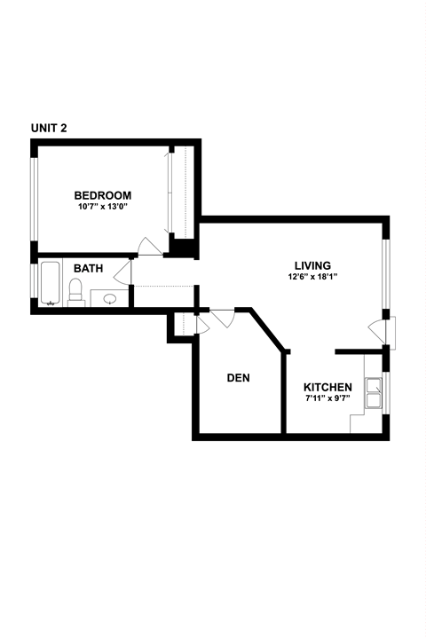 One Bedroom + Den Floor Plan